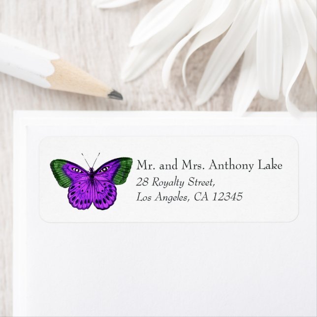 Purple and Green Butterfly Label (Insitu)