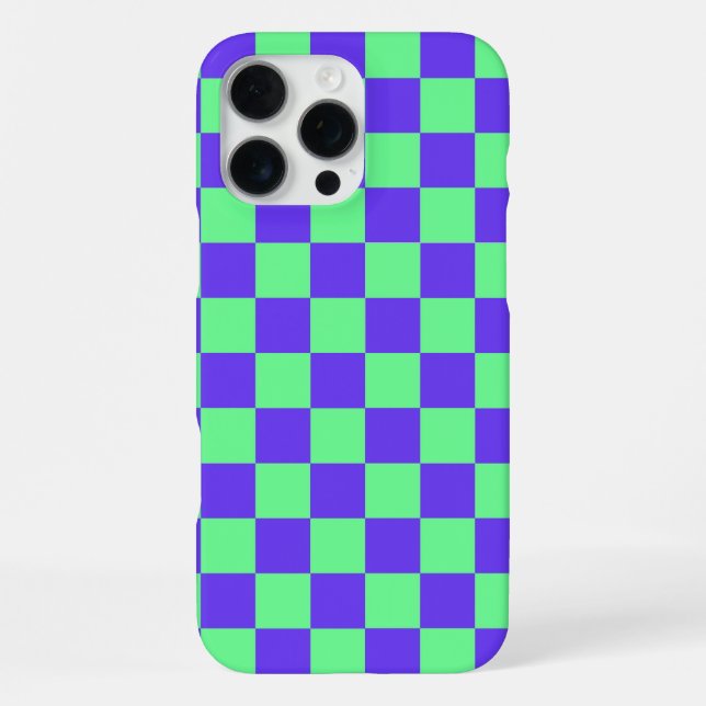 Purple and Green Checkerboard Pattern iPhone Case (Back)