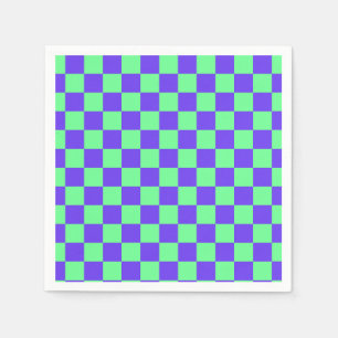 Purple and Green Checkerboard Pattern Napkins