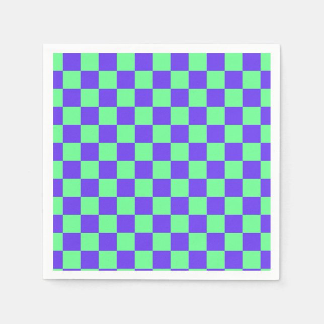 Purple and Green Checkerboard Pattern Napkins (Front)