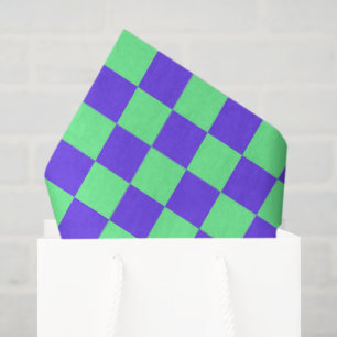 Purple and Green Checkerboard Pattern Tissue Paper