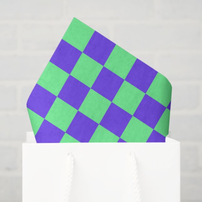 Purple and Green Checkerboard Pattern Tissue Paper (Gift Bag)