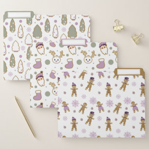 Purple and Green Christmas Cookies Patterned  File Folder