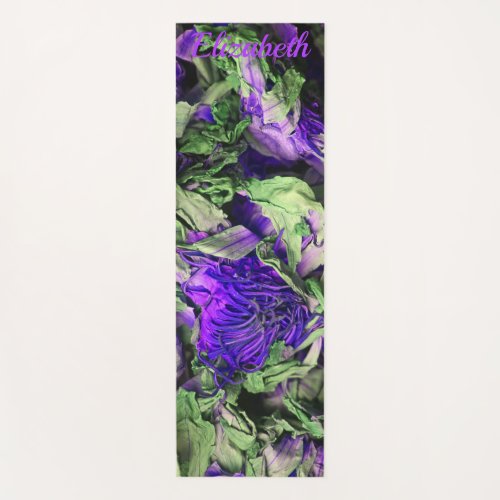 Purple and Green Colored Blue Lotus Yoga Mat