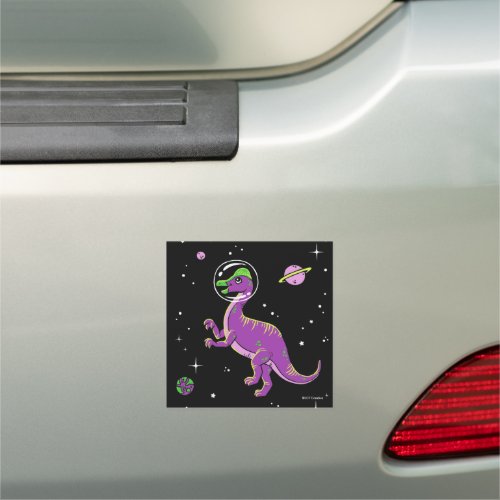 Purple And Green Corythosaurus Dinos In Space Car Magnet