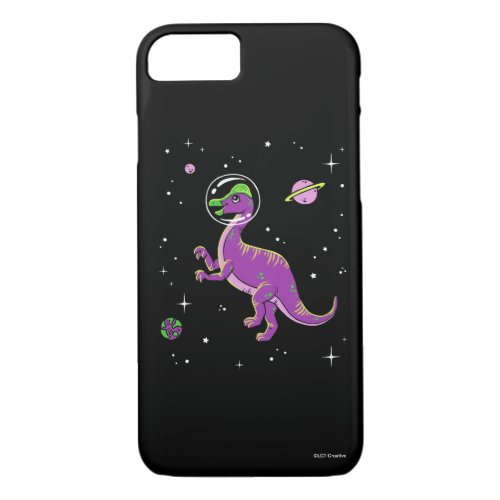 Purple And Green Corythosaurus Dinos In Space iPhone 87 Case
