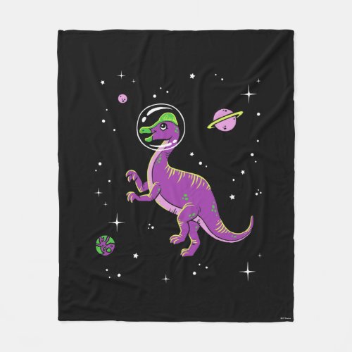 Purple And Green Corythosaurus Dinos In Space Fleece Blanket