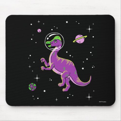 Purple And Green Corythosaurus Dinos In Space Mouse Pad