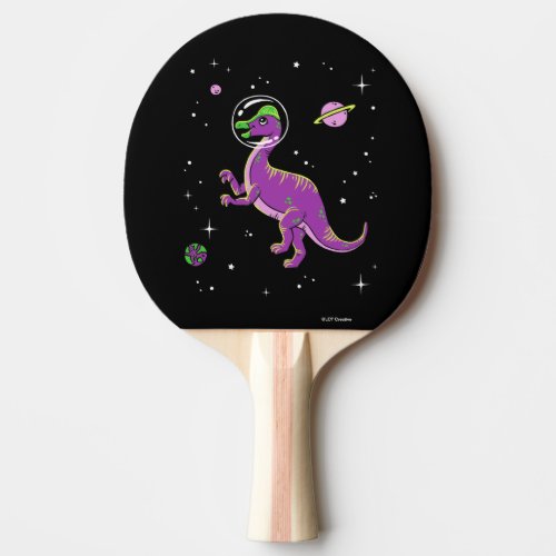 Purple And Green Corythosaurus Dinos In Space Ping Pong Paddle