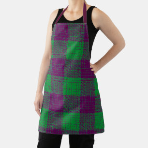 Purple and Green Crosshatch Checkered Pattern Apron
