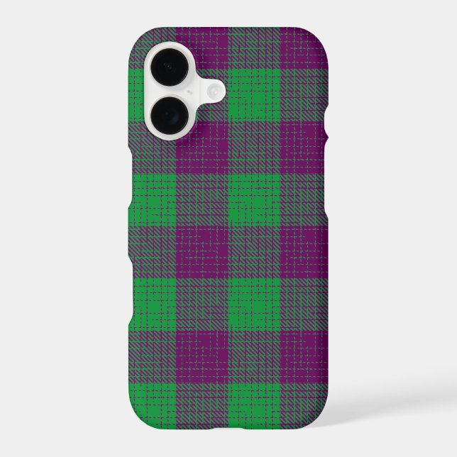 Purple and Green Crosshatch Checkered Pattern  Iphone Case (Back)