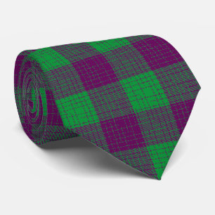 Purple and Green Crosshatch Checkered Pattern Neck Tie