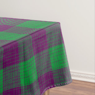Purple and Green Crosshatch Checkered Pattern Tablecloth