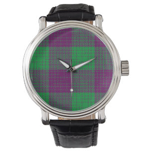 Purple and Green Crosshatch Checkered Pattern  Watch
