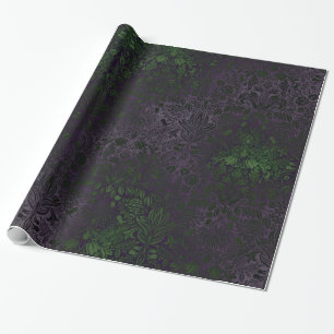 Purple and Green Damask Goth Wrapping Paper