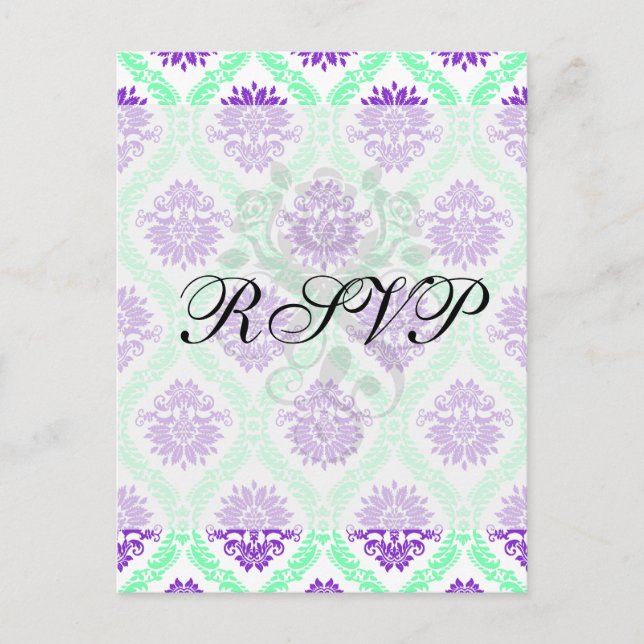 purple and green damask postcard (Front)