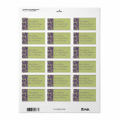 Purple and Green Damask Return Address Label (Full Sheet)