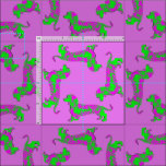 Purple and Green Dapple Dachshund Doxie Dog Fabric