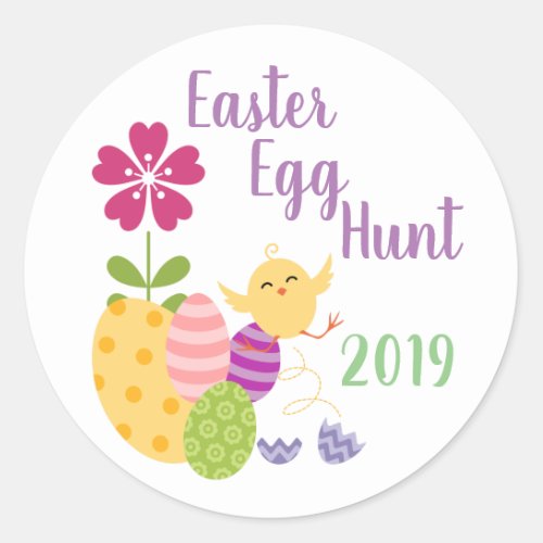 Purple and Green Easter Egg Hunt Classic Round Sticker