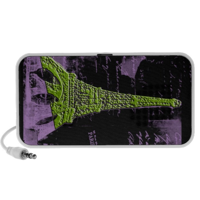 Purple and Green Eiffel Tower PARIS Phone Case iPod Speakers