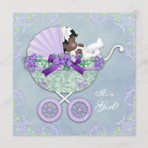 Purple and Green Ethnic Baby Shower Invitation