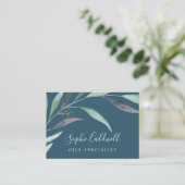 Purple and Green Eucalyptus | Blue Business Card (Standing Front)