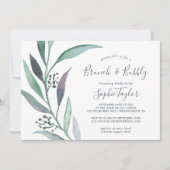 Purple and Green Eucalyptus Brunch and Bubbly Invitation (Front)