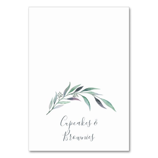 Purple and Green Eucalyptus Buffet Food Labels Table Number (Front)