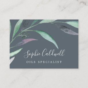 Purple and Green Eucalyptus Gray Business Card