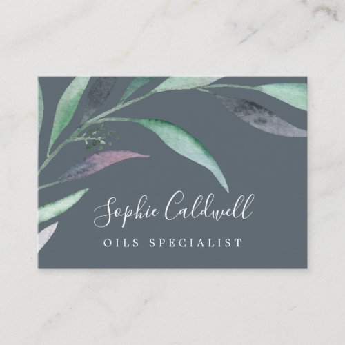 Purple and Green Eucalyptus  Gray Business Card