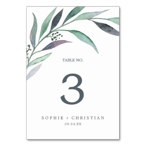 Purple and Green Eucalyptus Table Number