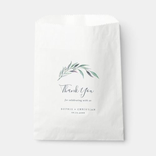 Purple and Green Eucalyptus Thank You Wedding Favor Bag