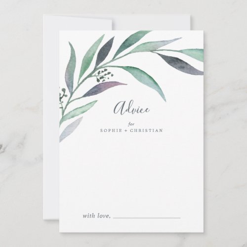 Purple and Green Eucalyptus Wedding Advice Card