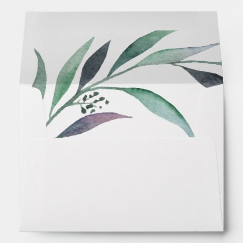 Purple and Green Eucalyptus Wedding Invitation Envelope