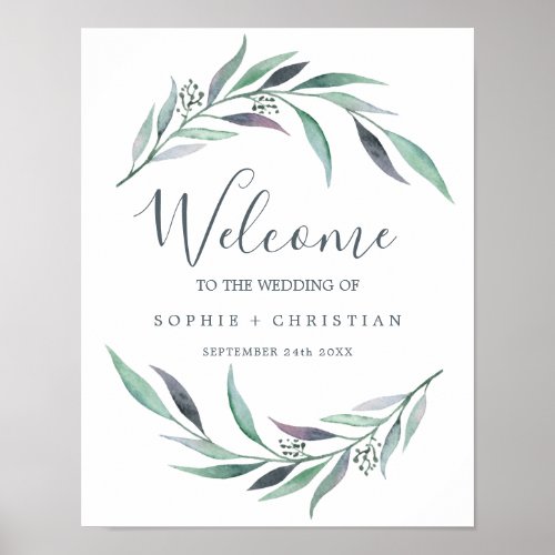 Purple and Green Eucalyptus Welcome Wedding Poster