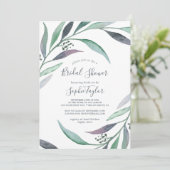 Purple and Green Eucalyptus Wreath Bridal Shower Invitation (Standing Front)