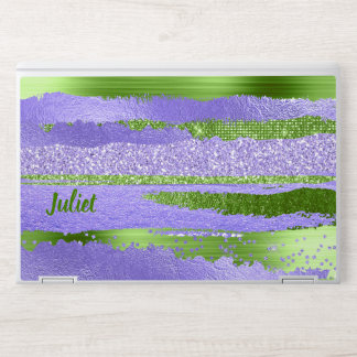 Purple and Green Faux Foil and Glitter HP Laptop Skin