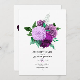 Purple and Green Floral Bachelorette Party Invitation