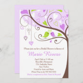 Purple and Green Floral Bird Bridal Shower Invitation (Front/Back)