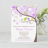 Purple and Green Floral Bird Bridal Shower Invitation (Standing Front)