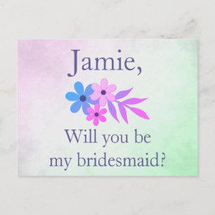 Purple and Green Floral Bridesmaid Invitation