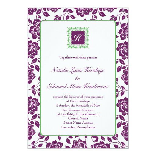 Wedding Invitations In Purple And Green 8