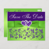 Purple and Green Floral Save the Date Postcard (Front/Back)