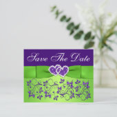 Purple and Green Floral Save the Date Postcard (Standing Front)