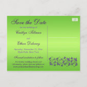 Purple and Green Floral Save the Date Postcard (Back)