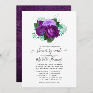 Purple and Green Floral Shower by Mail Invitation