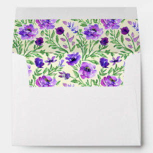 Purple and Green Floral Wedding Envelope