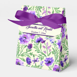 Purple and Green Floral Wedding Favor Boxes