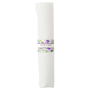 Purple and Green Floral Wedding Invitation Napkin Bands