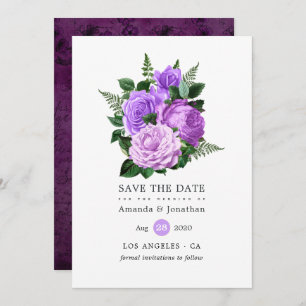 Purple and Green Floral Wedding Save The Date